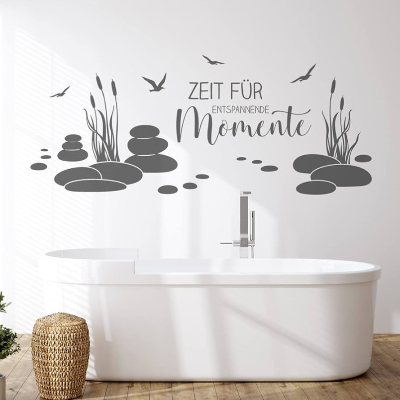 DESIGNSCAPE® Wall Tattoo Time for Relaxing Moments  Wellness Wall  Decoration Bathroom and Bedroom  Colour: Turquoise  Size: Small ( x   cm) :