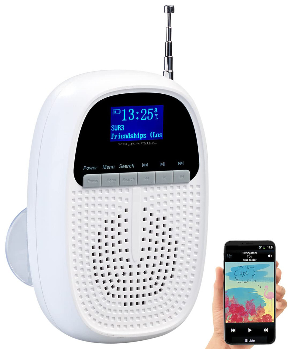 VR-Radio Shower Radio: Bathroom Battery Radio with DAB+/FM Bluetooth  Hands-Free Function W (Small Radio, Shower Radio DAB+, Hands-Free Call)