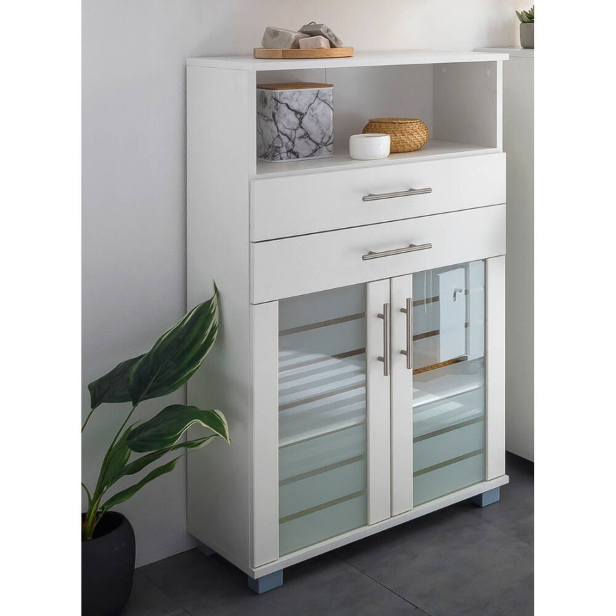 Badezimmer-Hochschrank NOCI- - in weiss