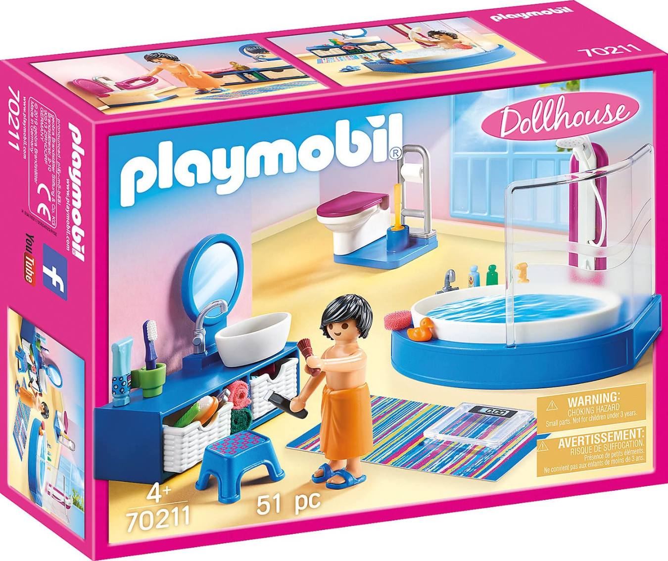 PLAYMOBIL  Bathroom with Tub Playset ( Piece),One Size